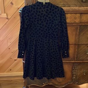Ann Taylor 4P Black Long Sleeve Leopard Print Dress